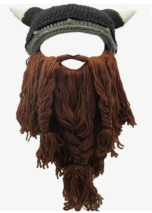 YEKEYI Viking Beard Beanie Horn Hat