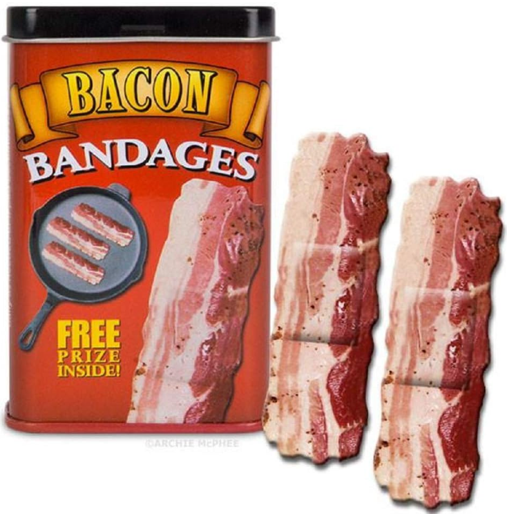Bacon Strips are cut to look like small slabs of bacon. Fifteen per tin.