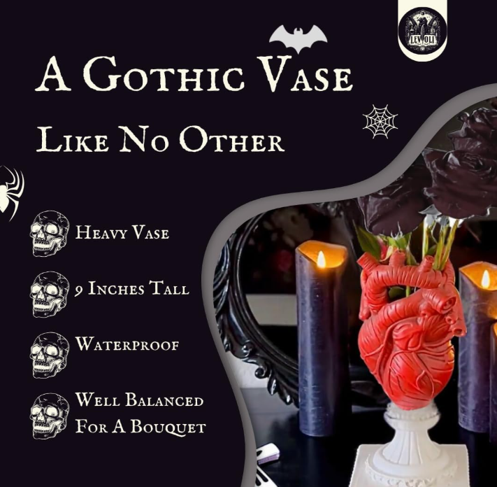 Gothic Anatomical Human Heart Vase